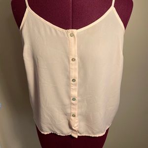 Pink Chiffon Tank Top with Buttons